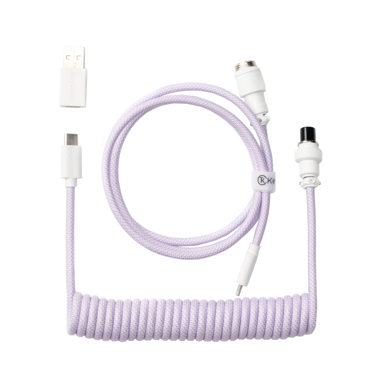 Keychron Coiled Aviator Cable - Light Purple/Straight available in South Africa
