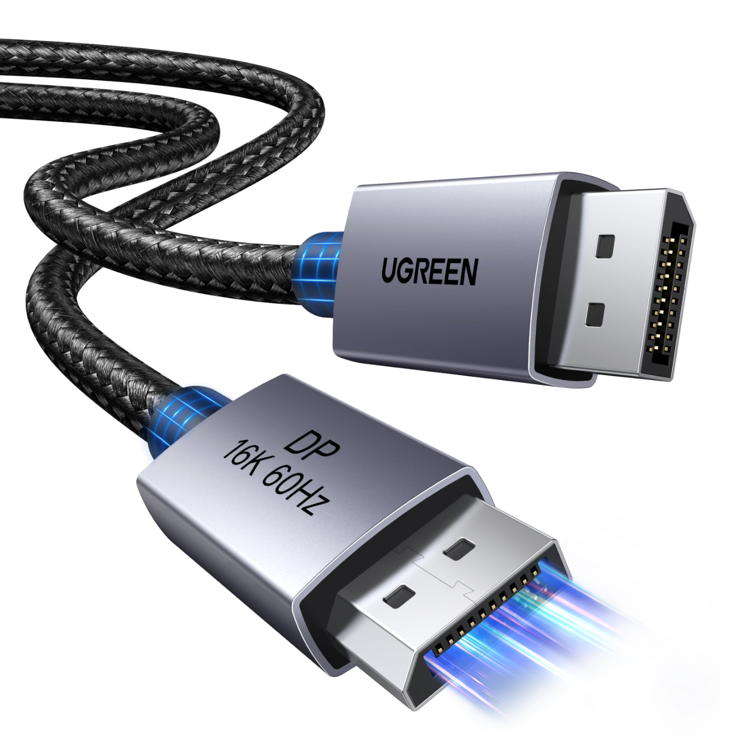 UGREEN DP131 DisplayPort 2.1 Braided Cable 1M ( 80Gbps | 16K | 60Hz ) - Black/Grey available in South Africa