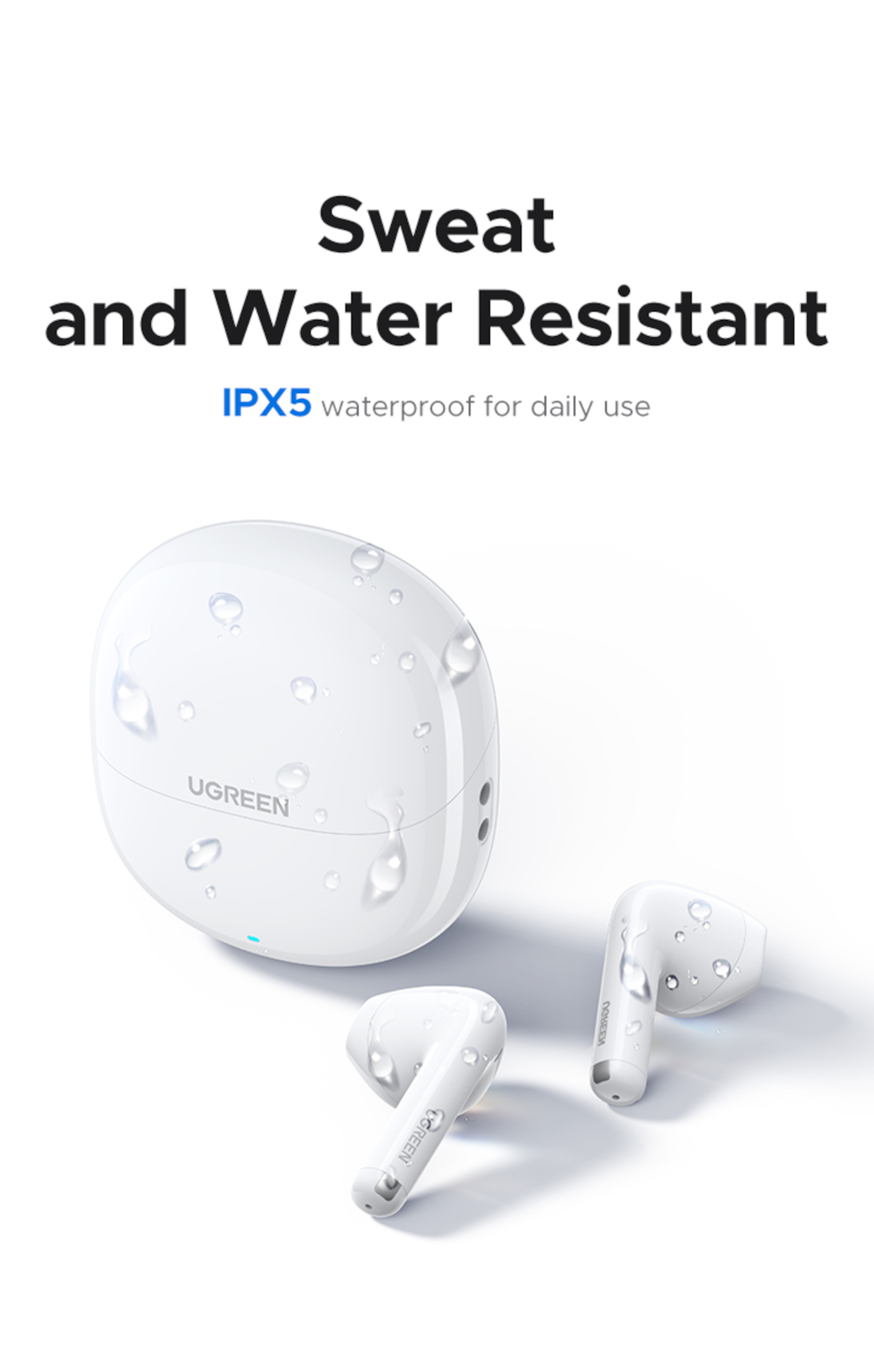 UGREEN Lightbuds Basic Earphones (Semi In-Ear)–White - Image 2