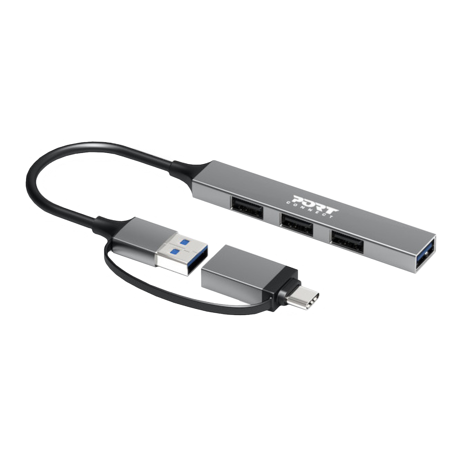 Port Connect USB Type-C to 4-port USB-A 3.0/2.0 Hub available in South Africa