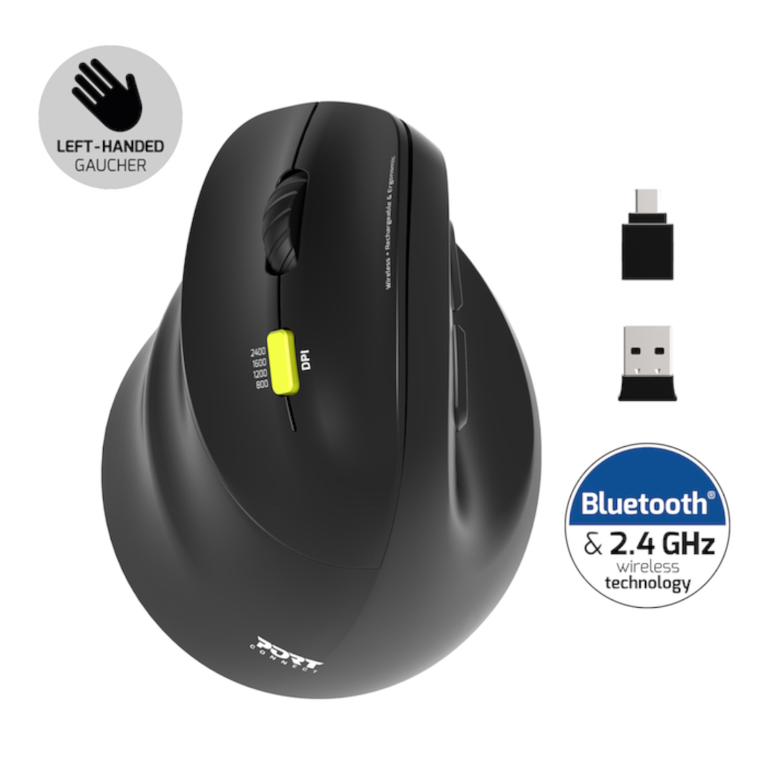 Port Connect Ergo Shape Rechargeable Wireless Mouse available in South Africa