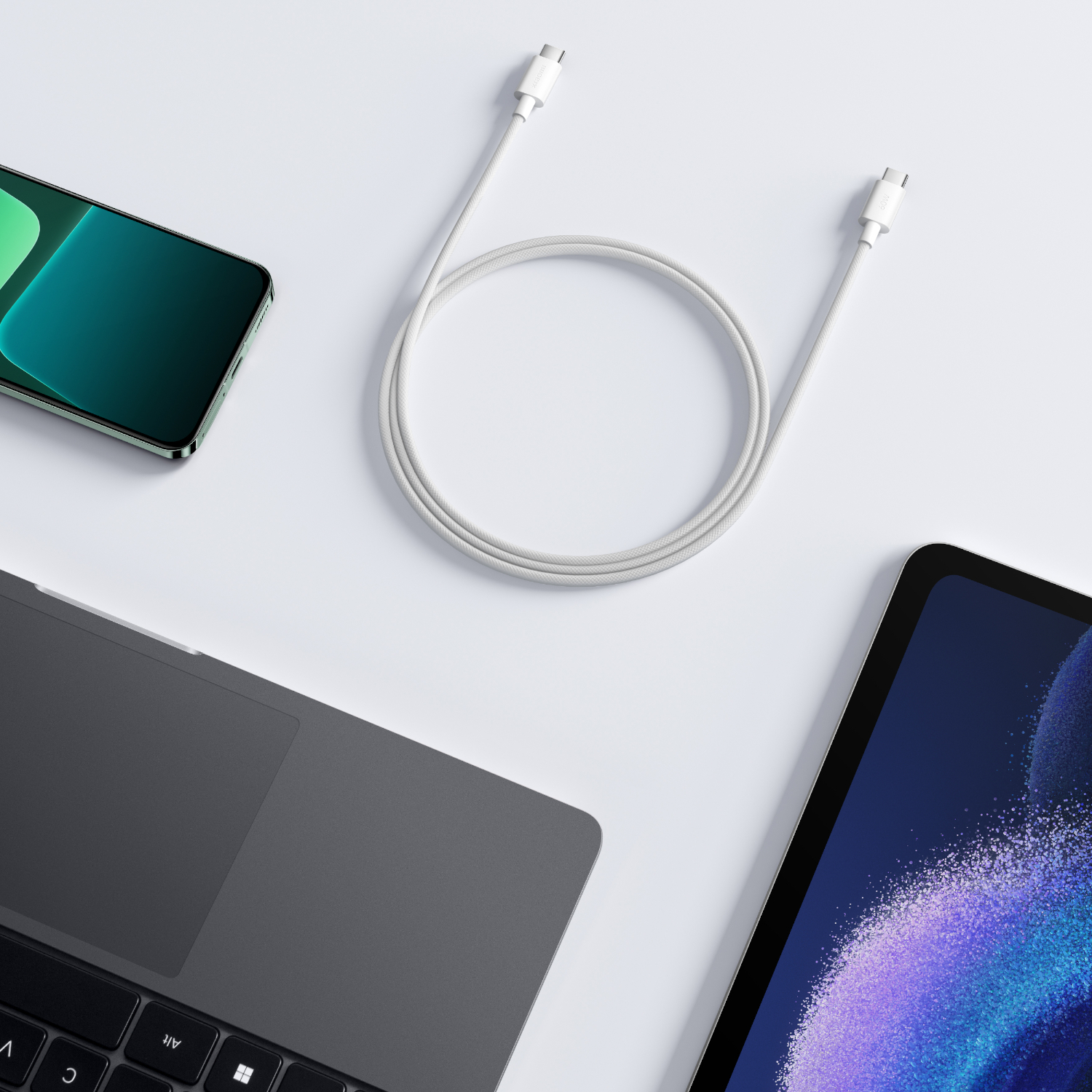 Xiaomi 3A Braided USB Type-C to USB Type-C Cable 1M - White - Image 6