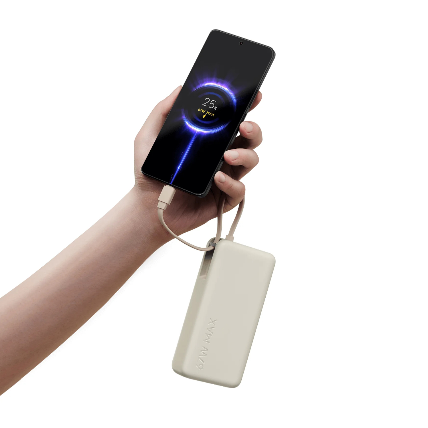 Xiaomi 67W Power Bank 20000 (Integrated Cable) - Tan available in South Africa