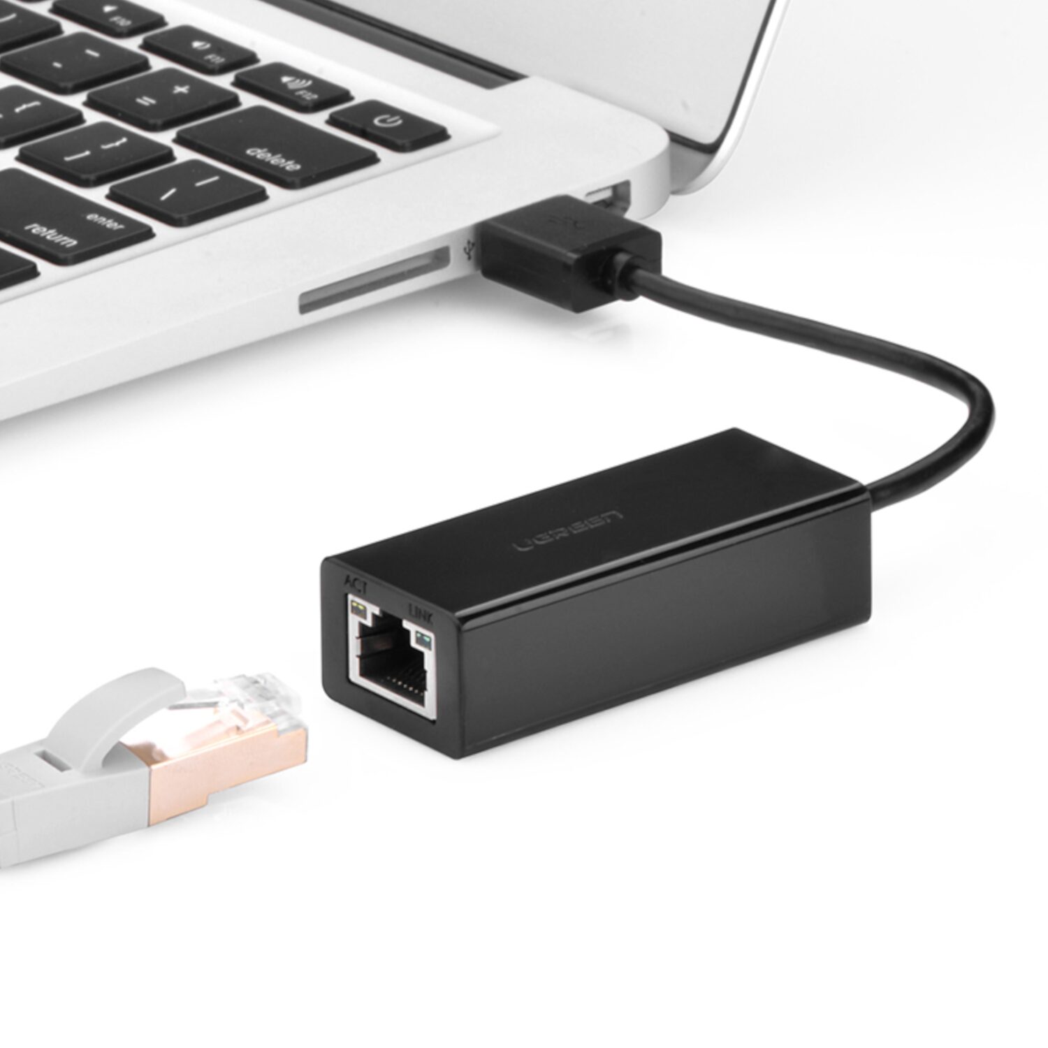 UGREEN CR110 Ethernet Adapter | USB 2.0 to RJ45 - Black - Image 3