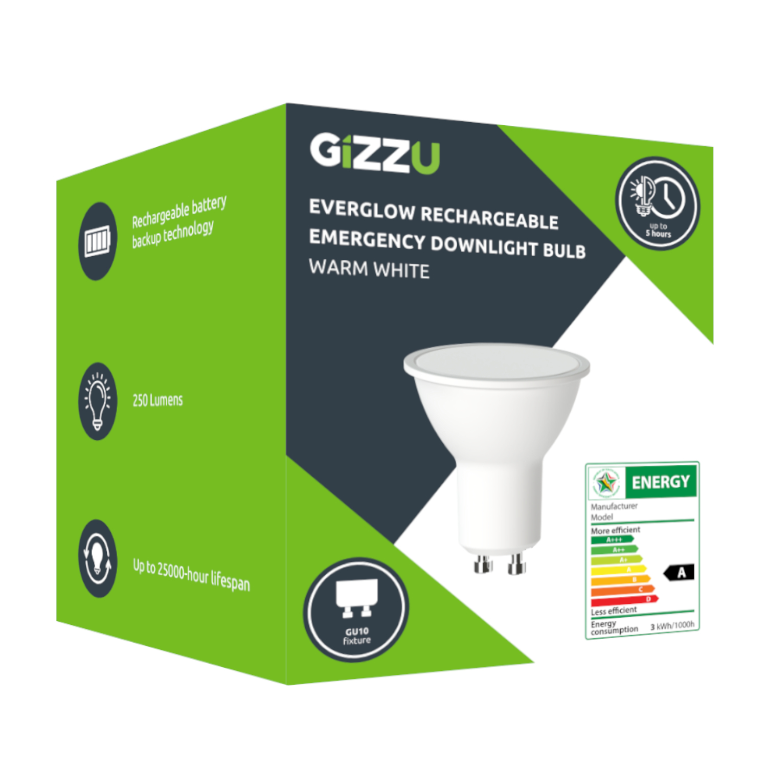 Gizzu Everglow Rechargeable Warm White Emergency Downlight Bulb - Image 5