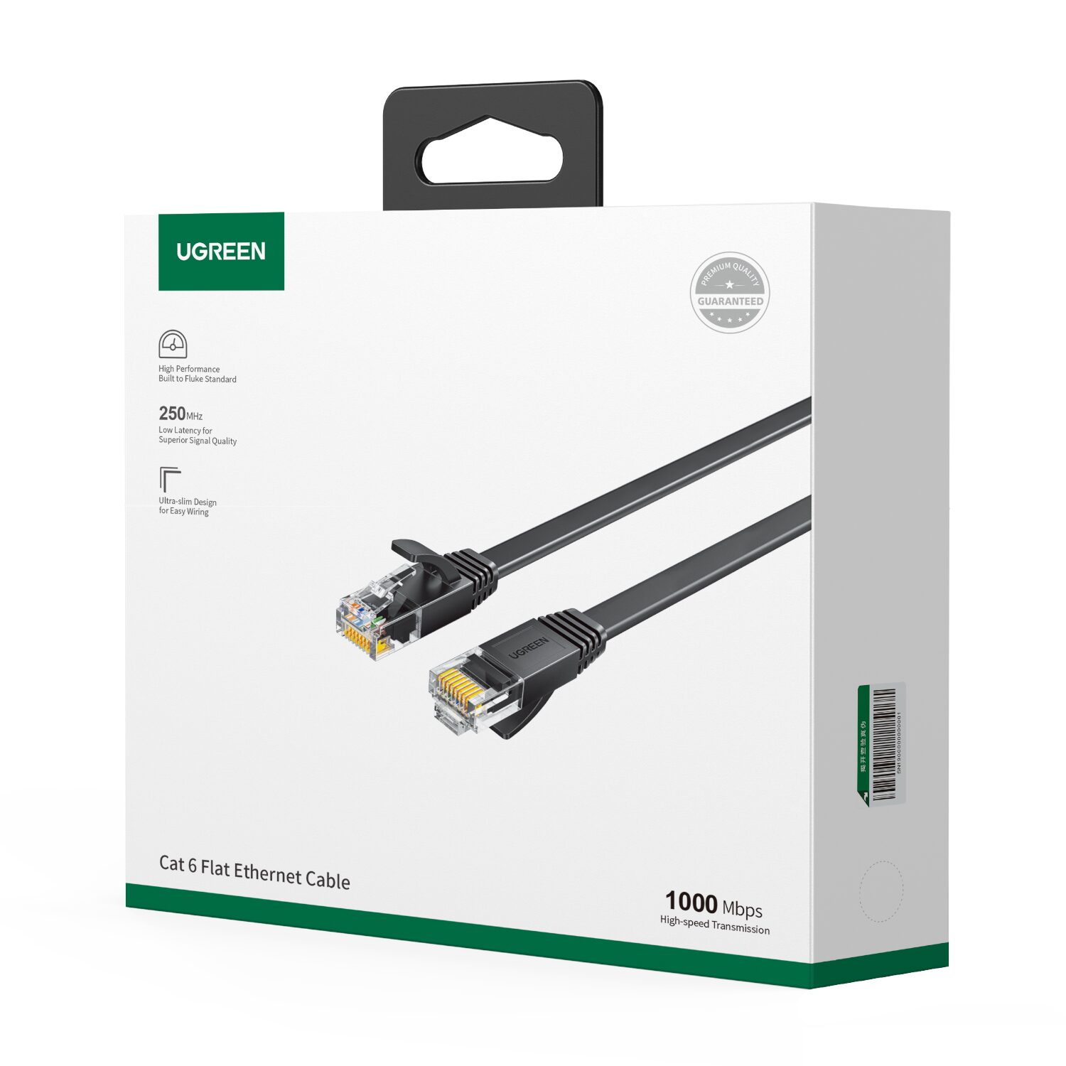 UGREEN NW102 Cat6 U/UTP Flat Ethernet Cable 10m - Black - Image 4