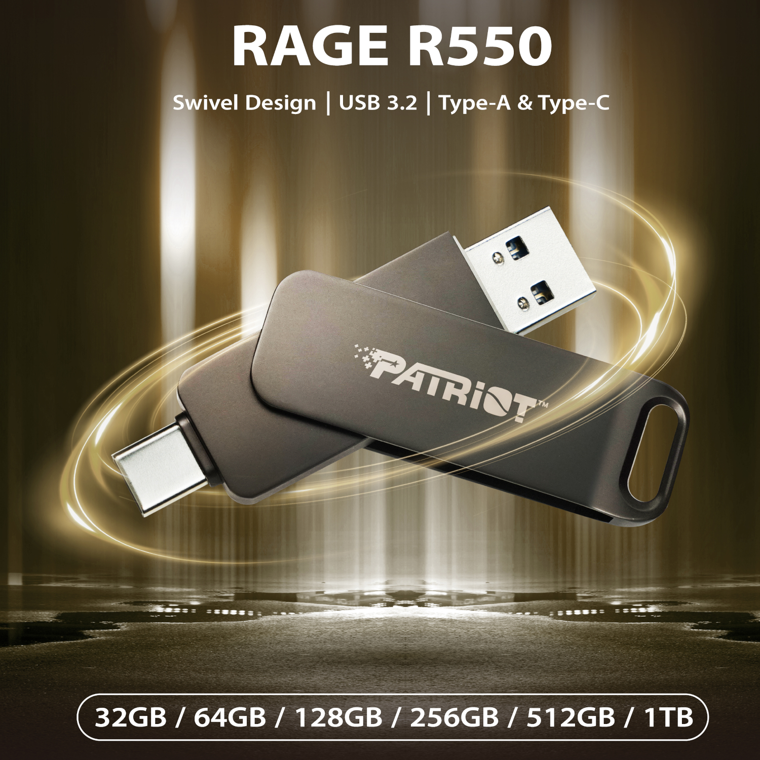 Patriot Rage R550 256GB USB3.2 Swing Type A to Type-C Flash Drive - Image 5
