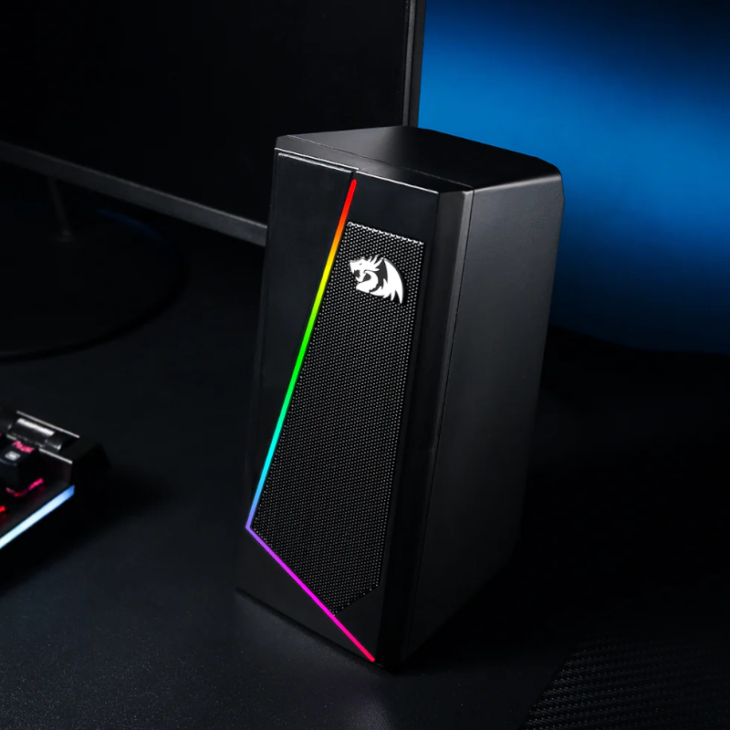 REDRAGON 2.0 Satellite Speaker ANVIL 2 x 3W RGB USB|Aux Gaming Speaker - Black - Image 5