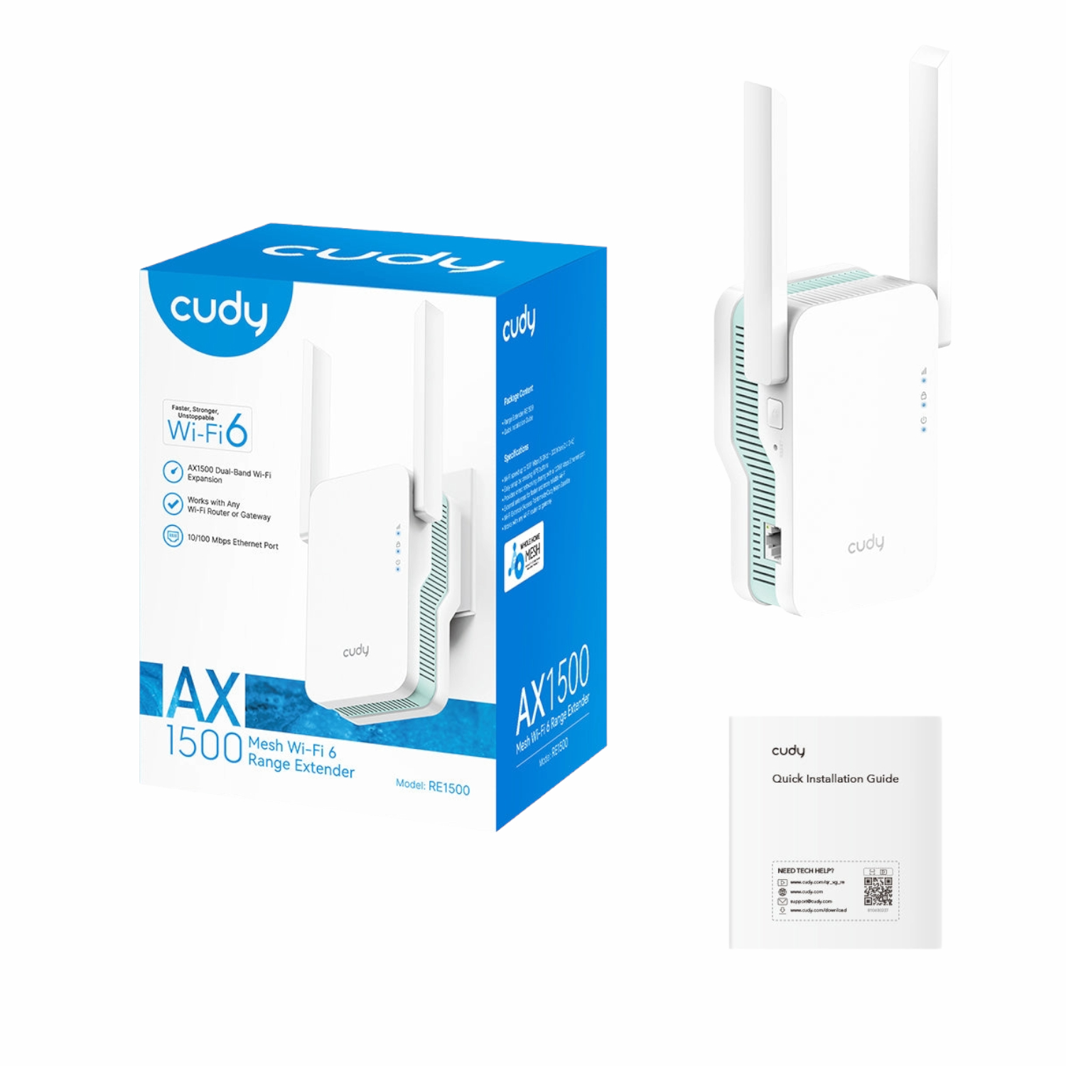 Cudy AX1500 Dual-Band Wi-Fi 6 Range Extender (Wall Plug)-White - Image 4