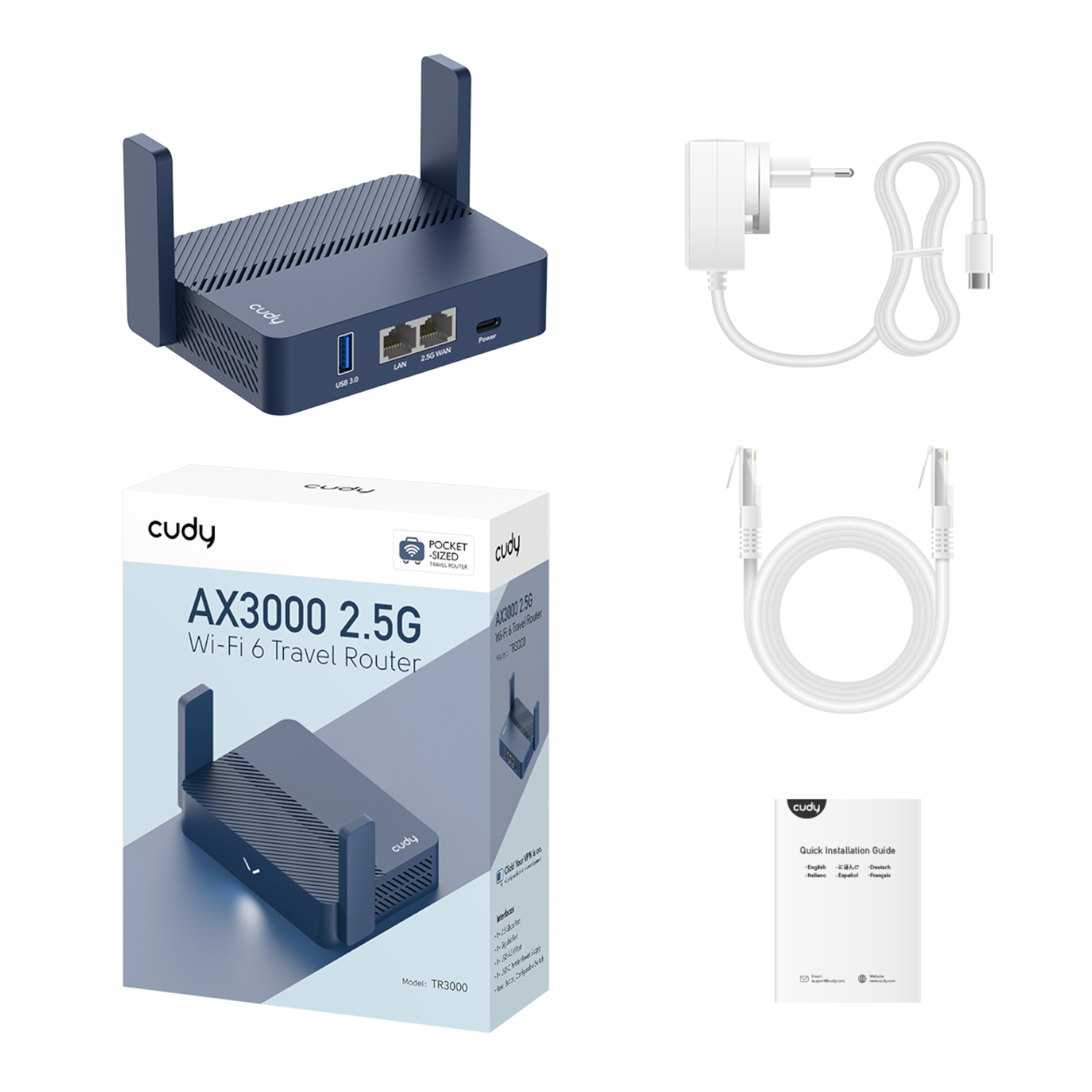 Cudy AX3000 2.5G Wi-Fi 6 Mini VPN Travel Router - Navy Blue - Image 4