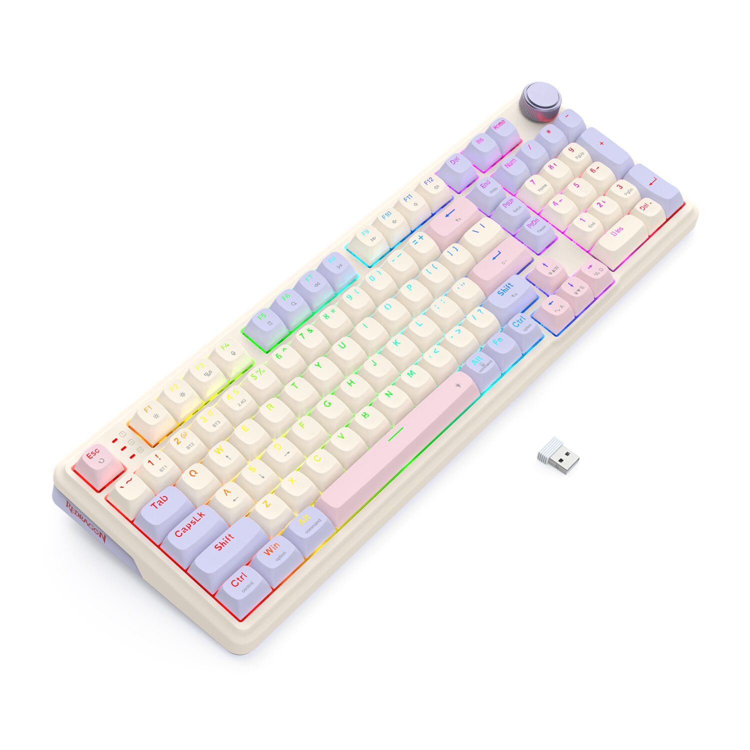 Redragon K768 EISA 100 RGB Wireless Gaming Keyboard - Lilac - Image 5
