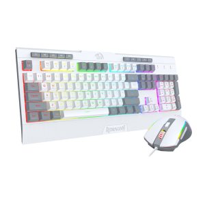 Redragon S151 Wired RGB Gaming Keyboard and Mouse Combo - White and Grey