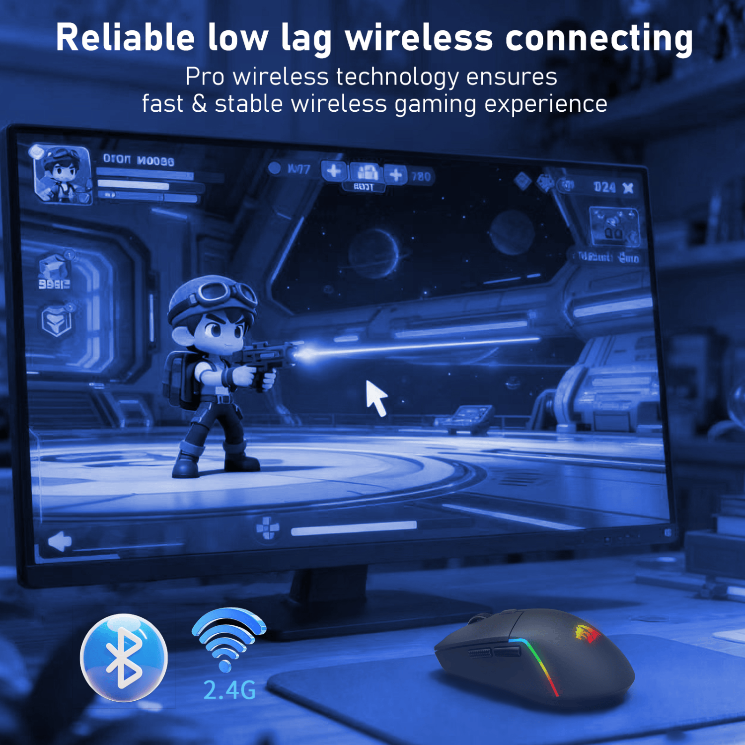 Redragon NAGA RGB 10000DPI Wireless Mouse- Black - Image 6