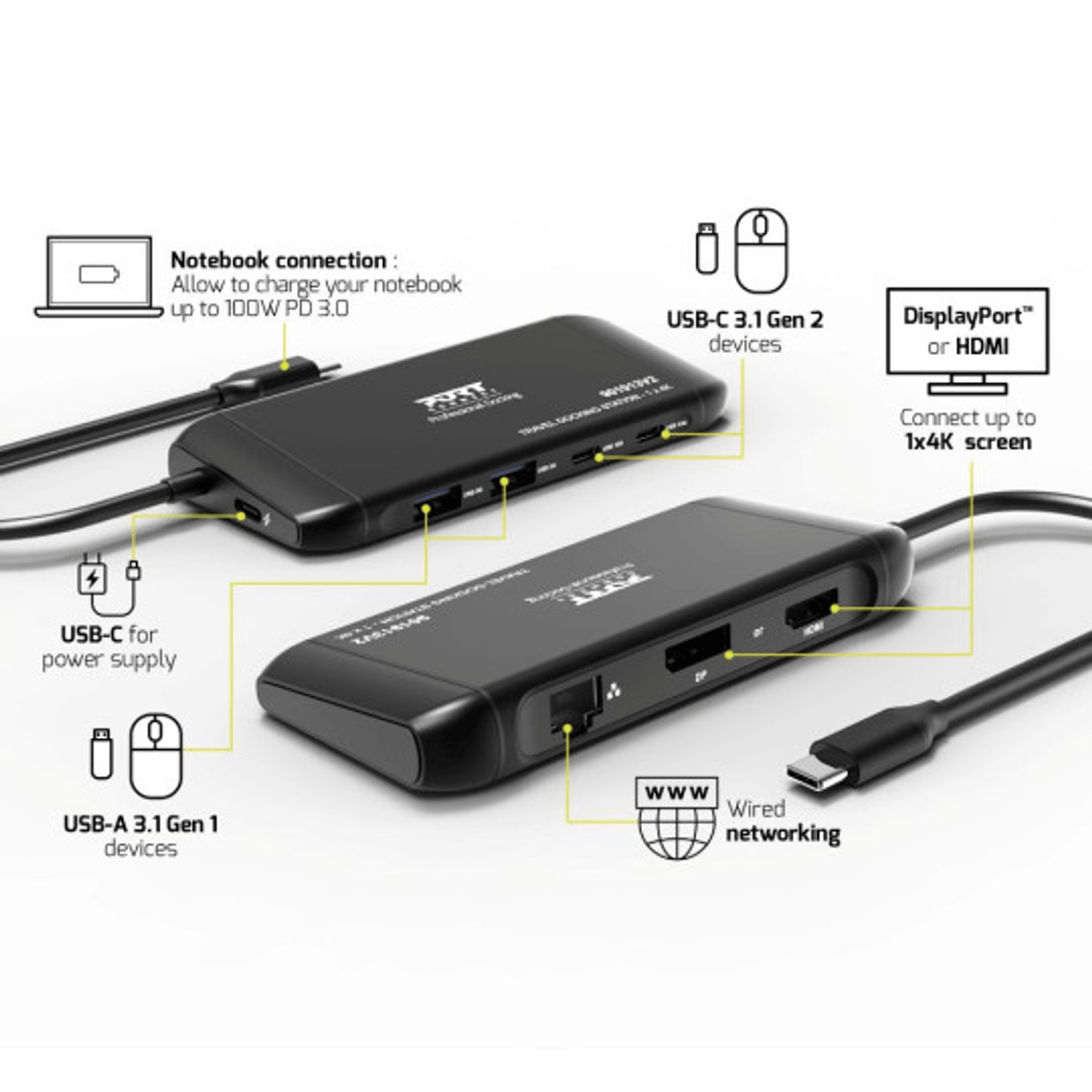 PORT Mobile docking station 1 X 4K USB-C 7 devices 100W - Image 6