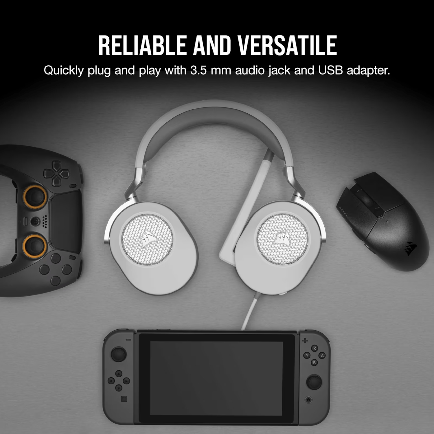 Corsair HS65 SURROUND Wired Gaming Headset — White (AP) - Image 5