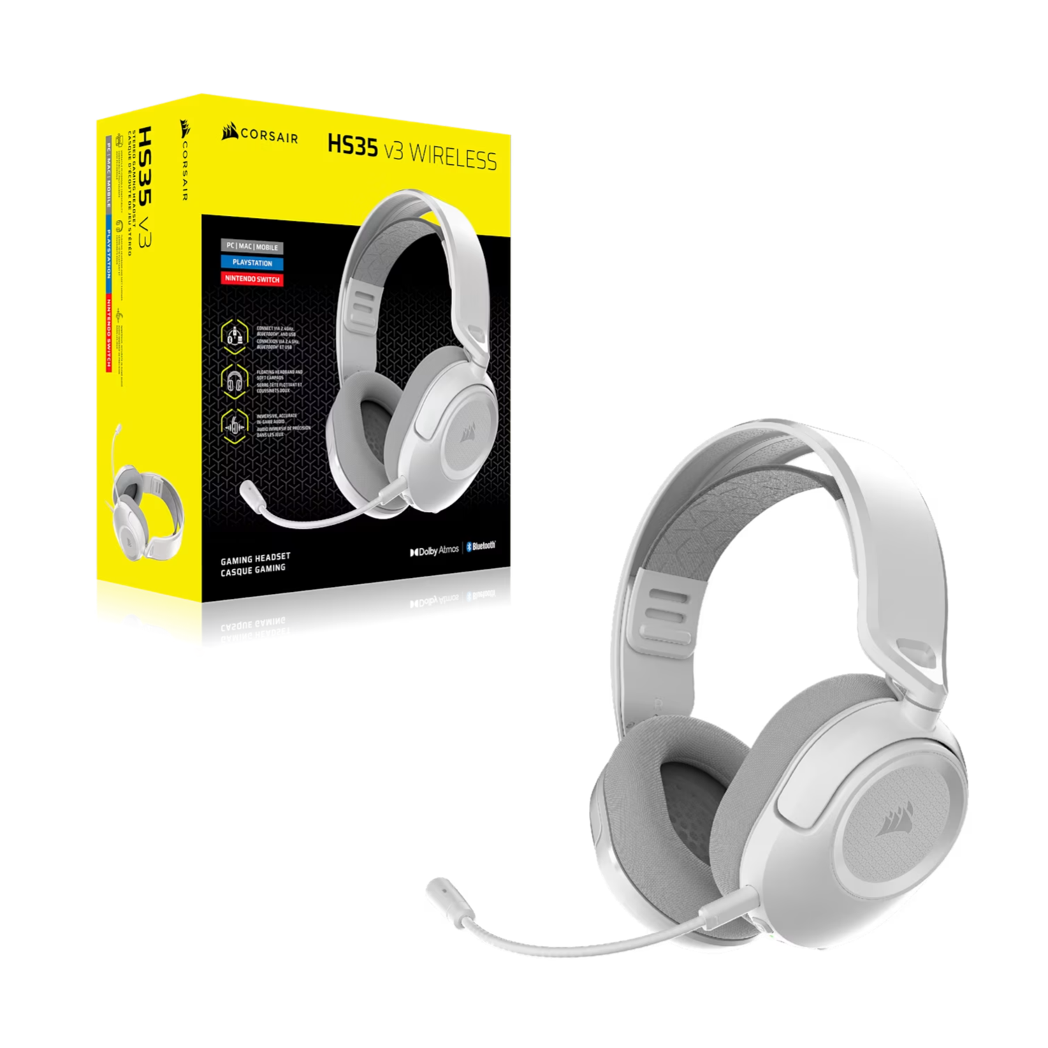 Corsair HS35 v3 Wireless Gaming Headset - White - Image 4
