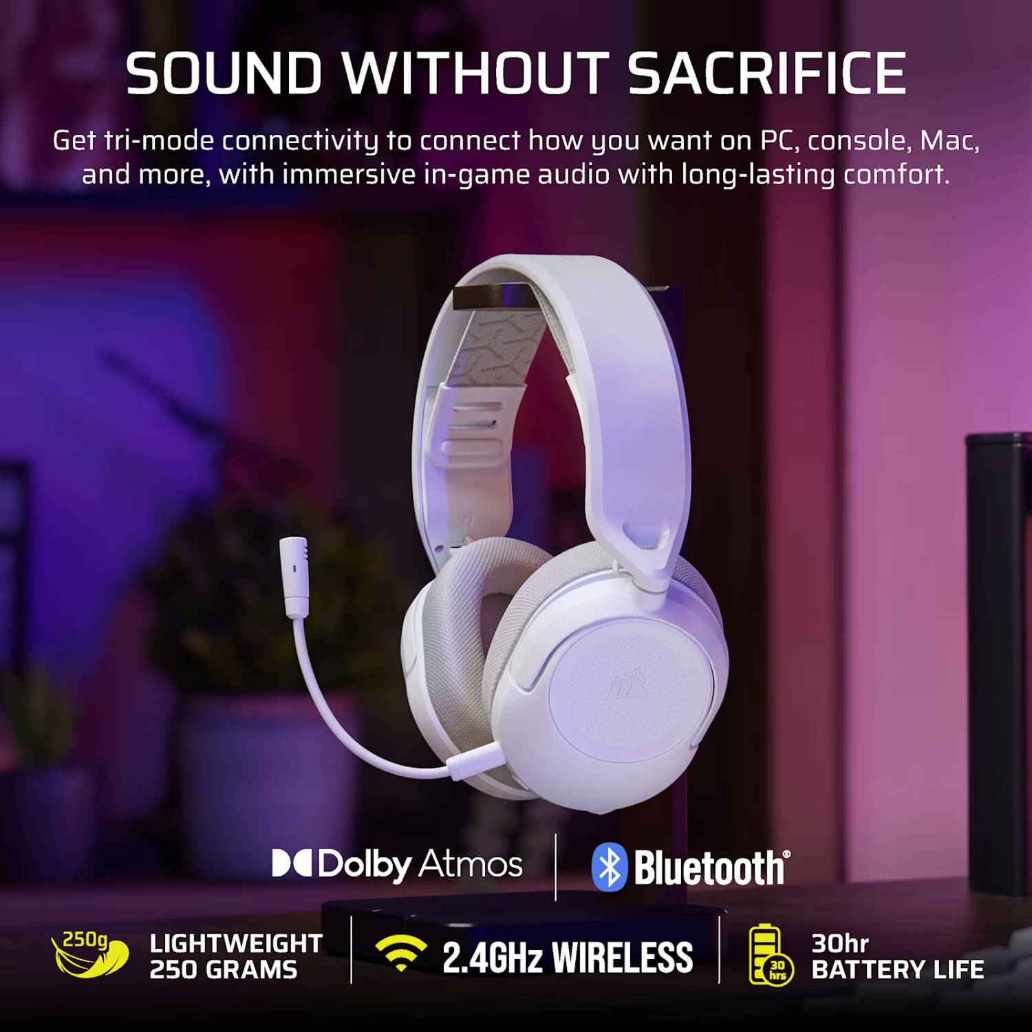 Corsair HS35 v3 Wireless Gaming Headset - White - Image 6