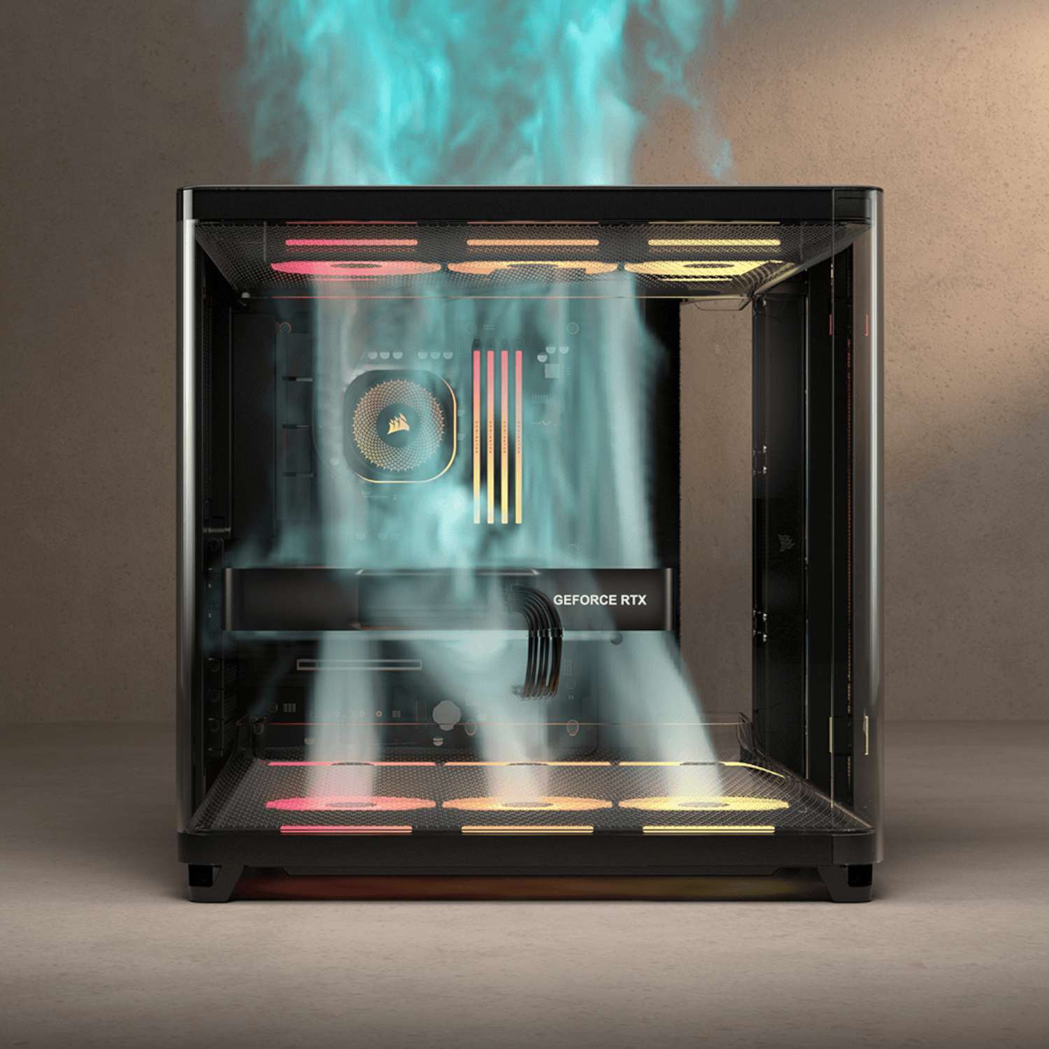 Corsair AIR 5400 LX-R RGB iCUE LINK Triple Chamber Mid-Tower PC Case - Black - Image 7