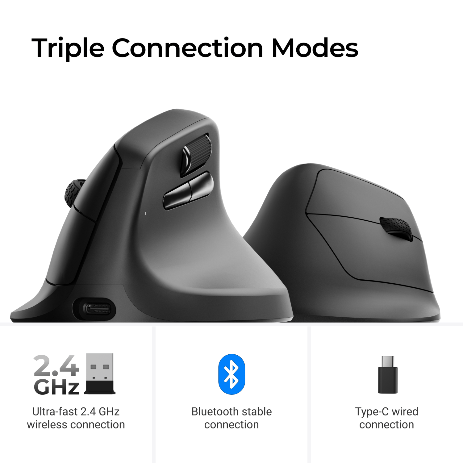 Keychron M5-A29 1K Wireless Mouse (BT/2.4GHz/Wired) - Black - Image 7